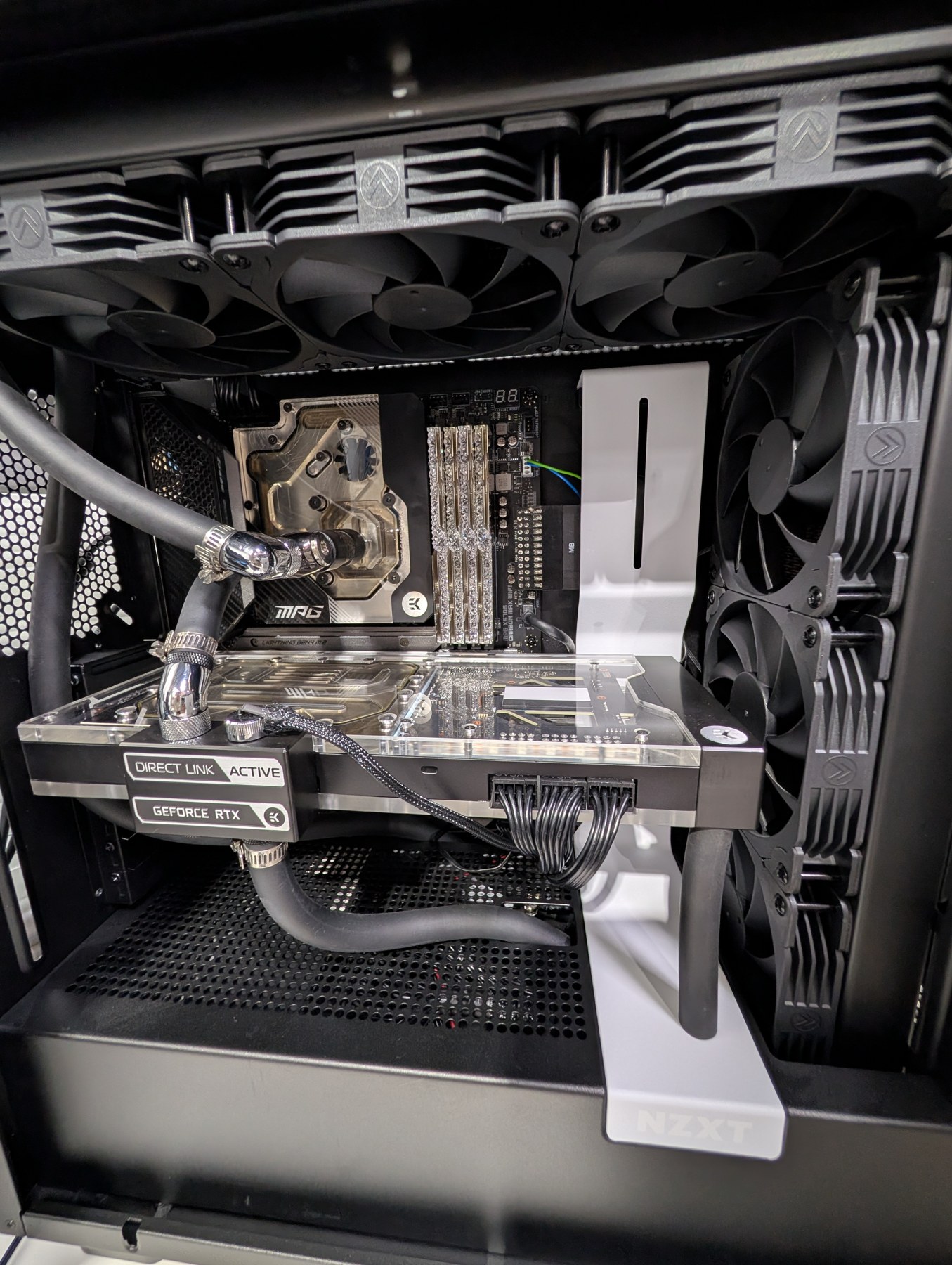 Detail of Meridian’s real liquid-cooled RTX 3090 build